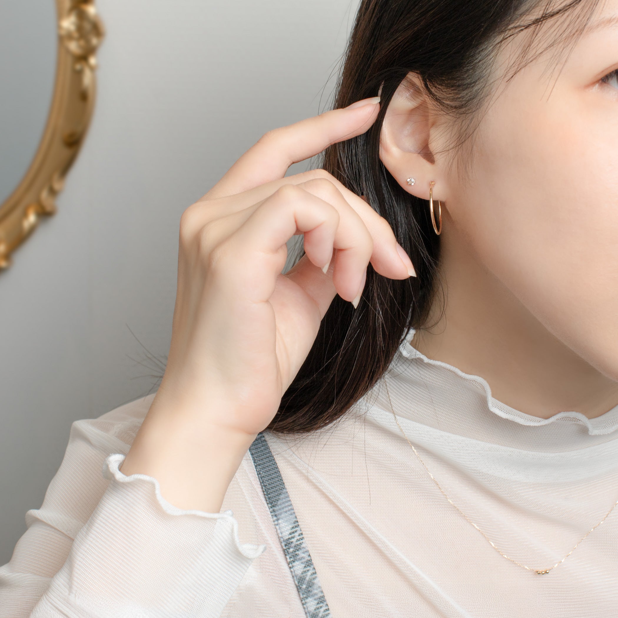 【WEB限定】K18 ホワイトゴールド ダイヤモンド ピアス（0.12ct）