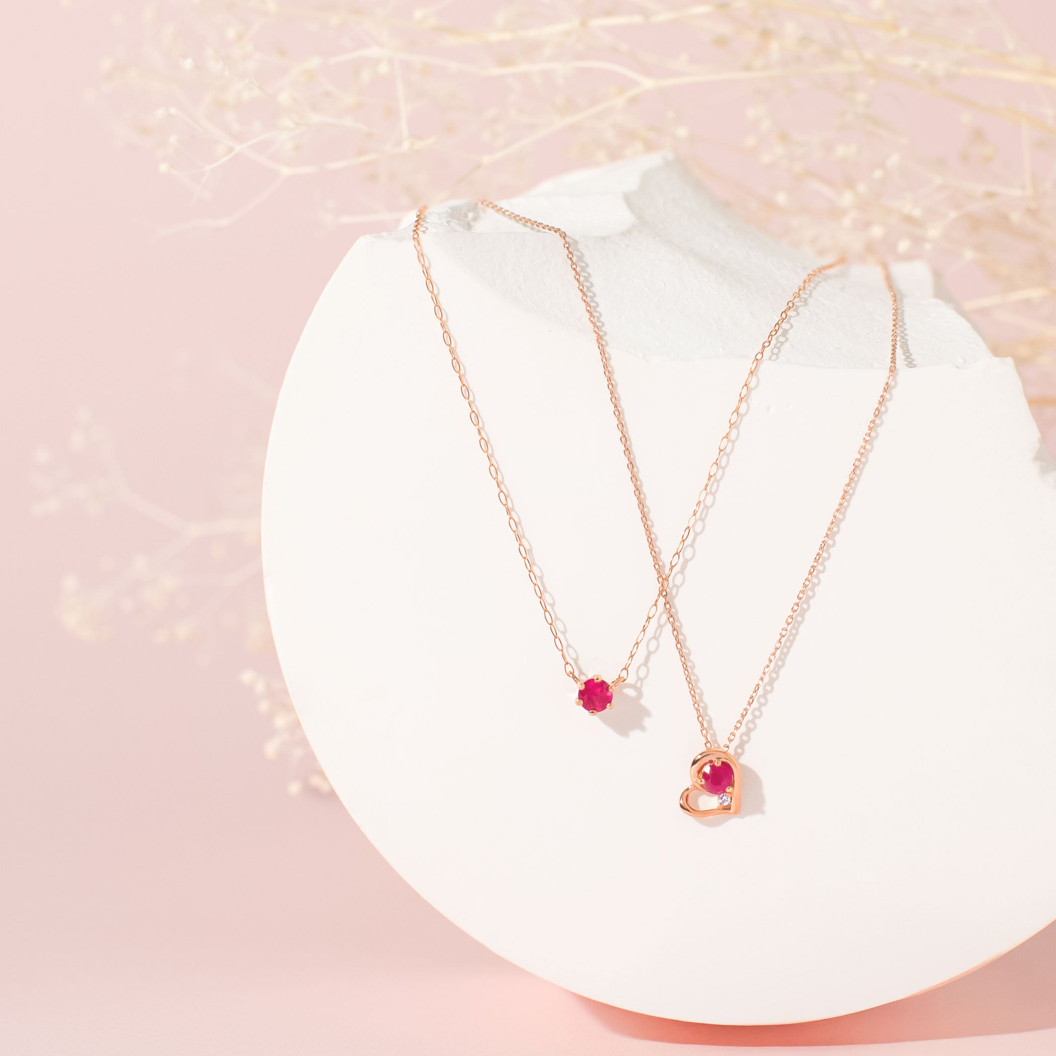 K10ピンクゴールド ルビー・ダイヤモンド ネックレス