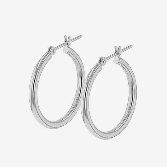 K18 ホワイトゴールド フープ ピアス（20mm）
