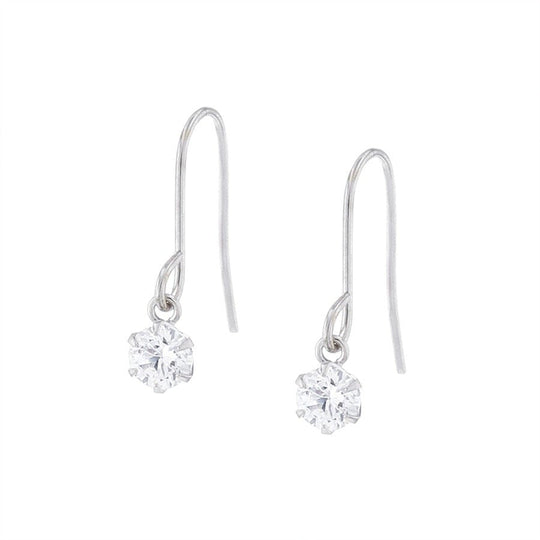 K18 ホワイトゴールド キュービックジルコニア フック ピアス（S）