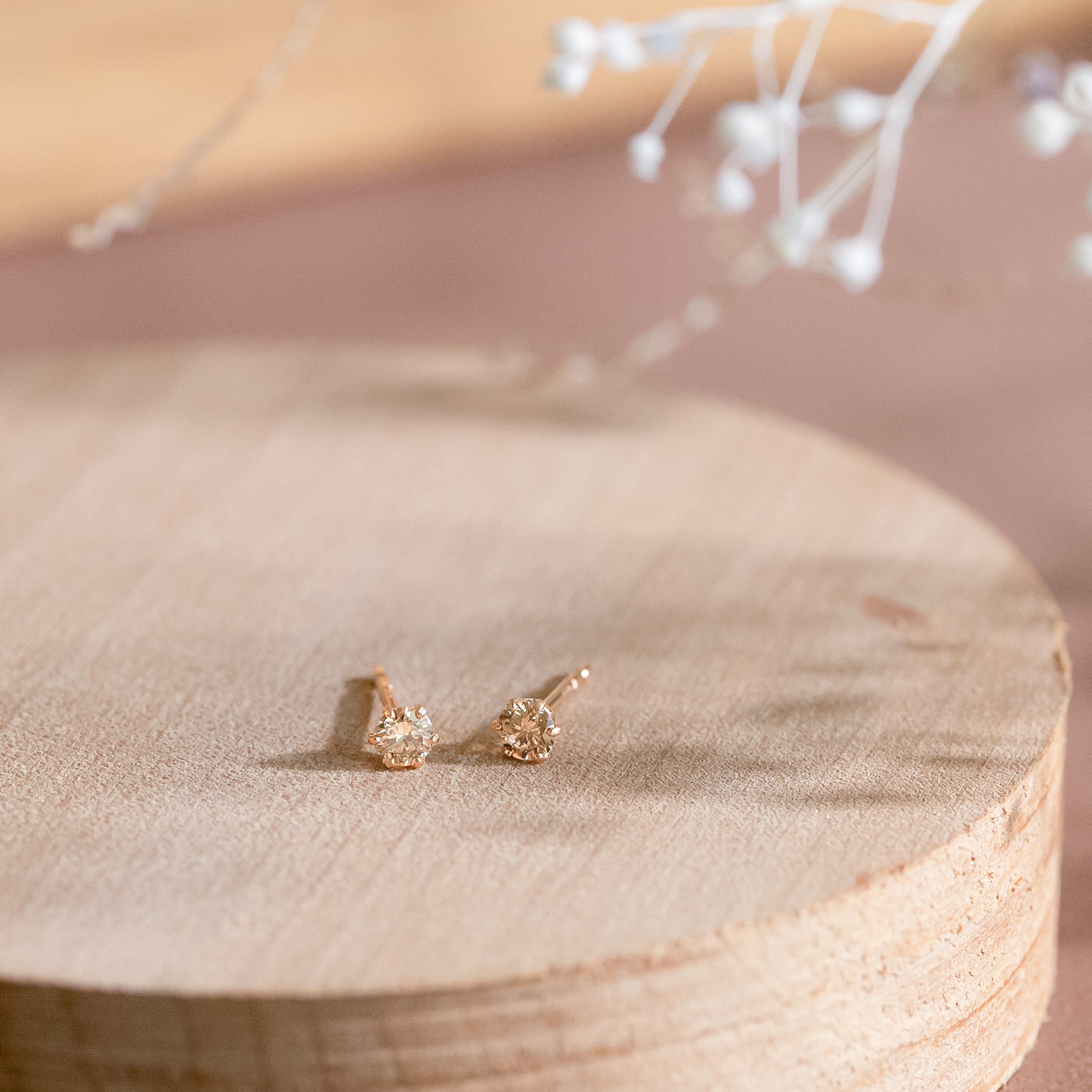 【WEB限定】K18 ピンクゴールド ダイヤモンド ピアス（0.12ct）