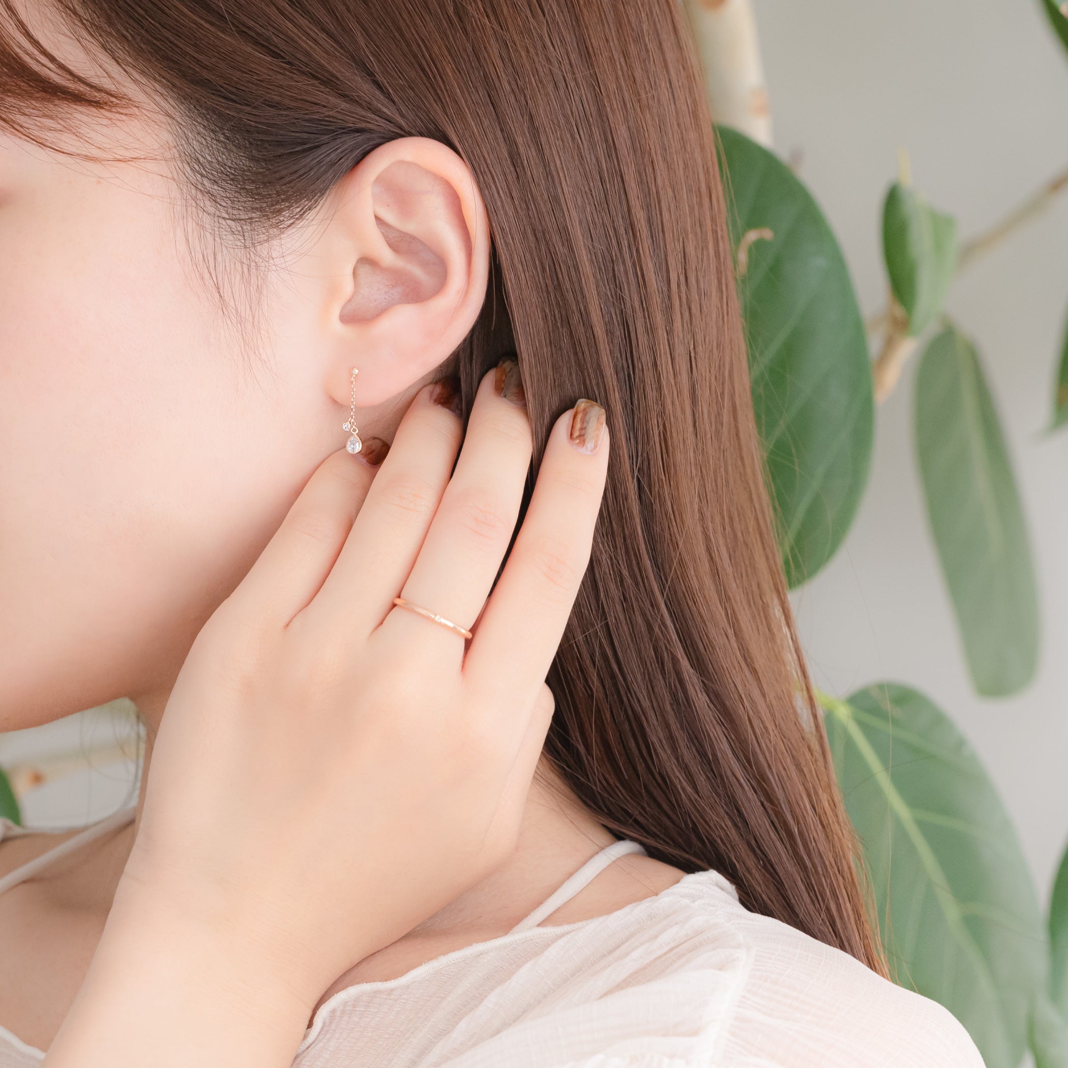 【クーポン対象商品】【WEB限定】K10 ピンクゴールド キュービックジルコニア しずく ピアス