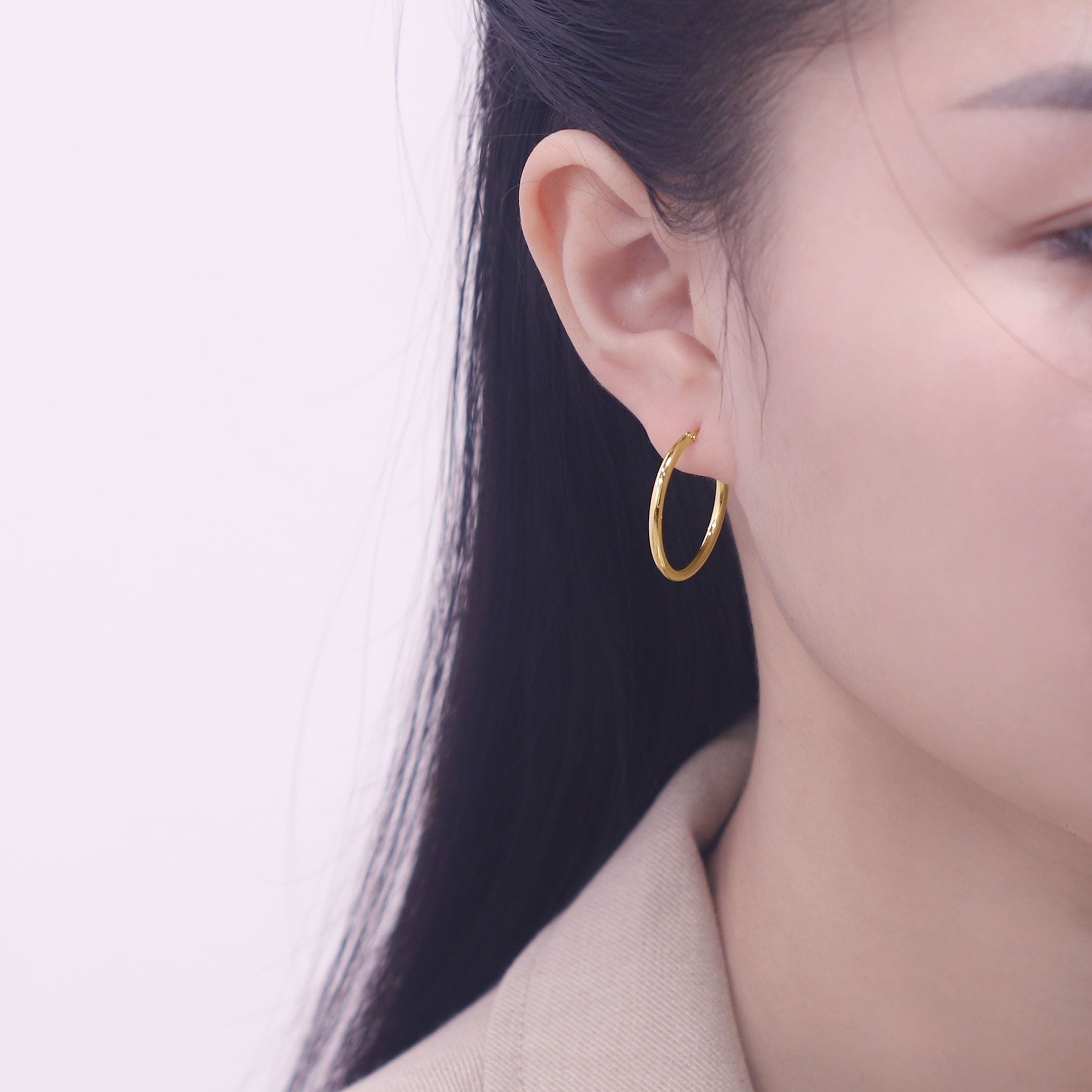 K10 イエローゴールド フープ ピアス（25mm） – Milluflora | ミル