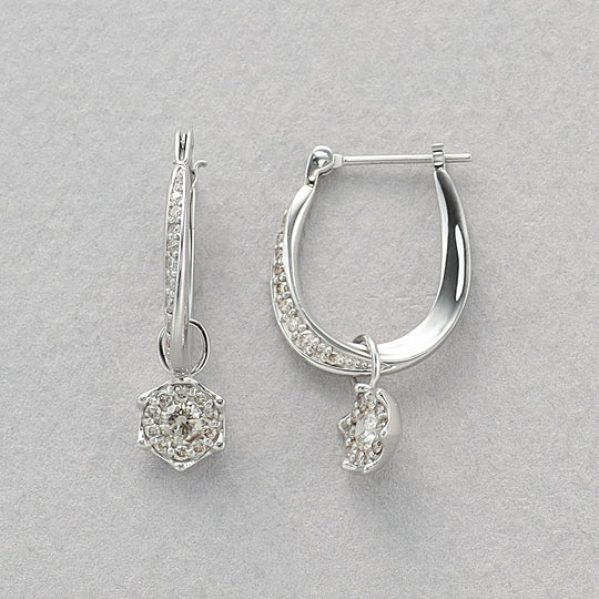プラチナ ダイヤモンド フープ ピアス（0.50ct）