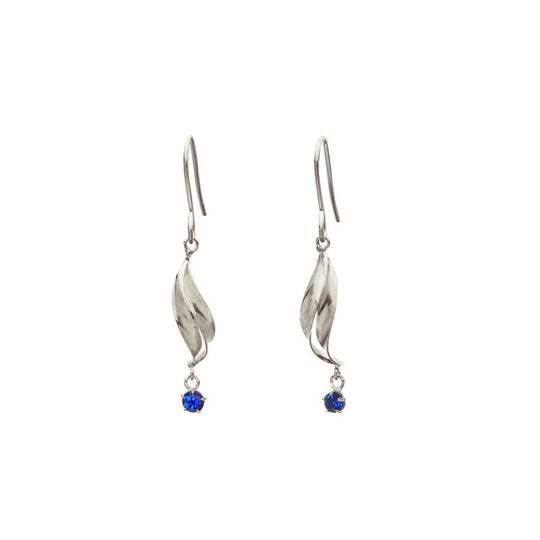 9月誕生石 K10 ホワイトゴールド サファイア フック ピアス