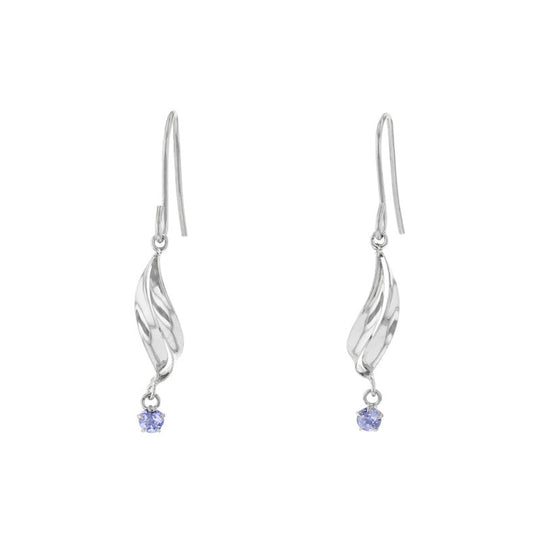 12月誕生石 K10 ホワイトゴールド タンザナイト フック ピアス