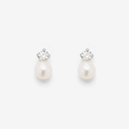 6月誕生石 K10 ホワイトゴールド 淡水パール ピアス