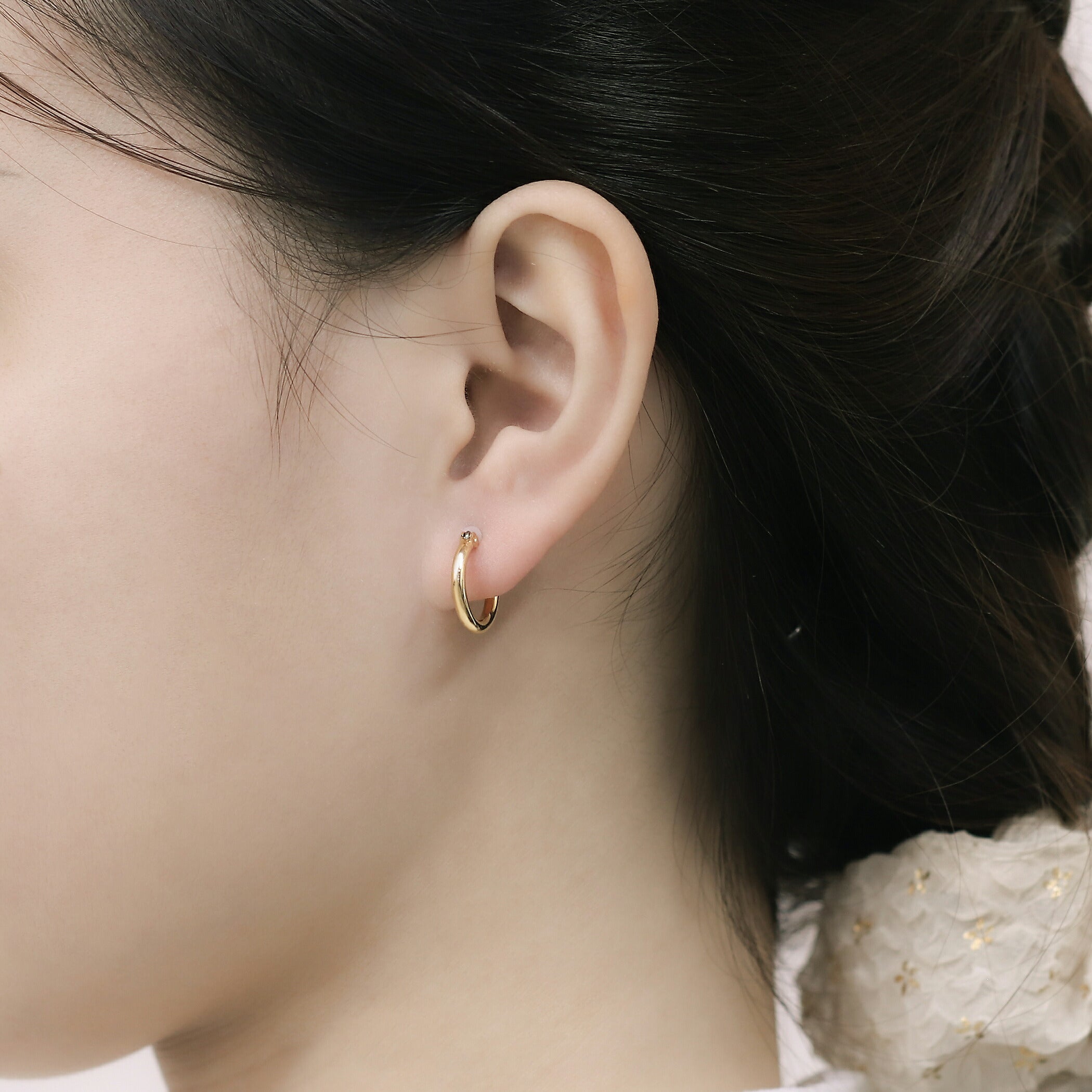 真鍮 チタンポスト フープ ピアス（15mm） – Milluflora | ミル