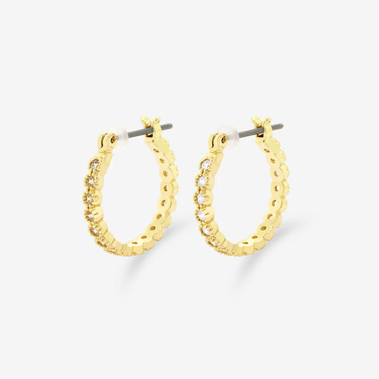 ★今だけ送料無料！★真鍮 キュービックジルコニア チタンポスト フープ ピアス（17mm）