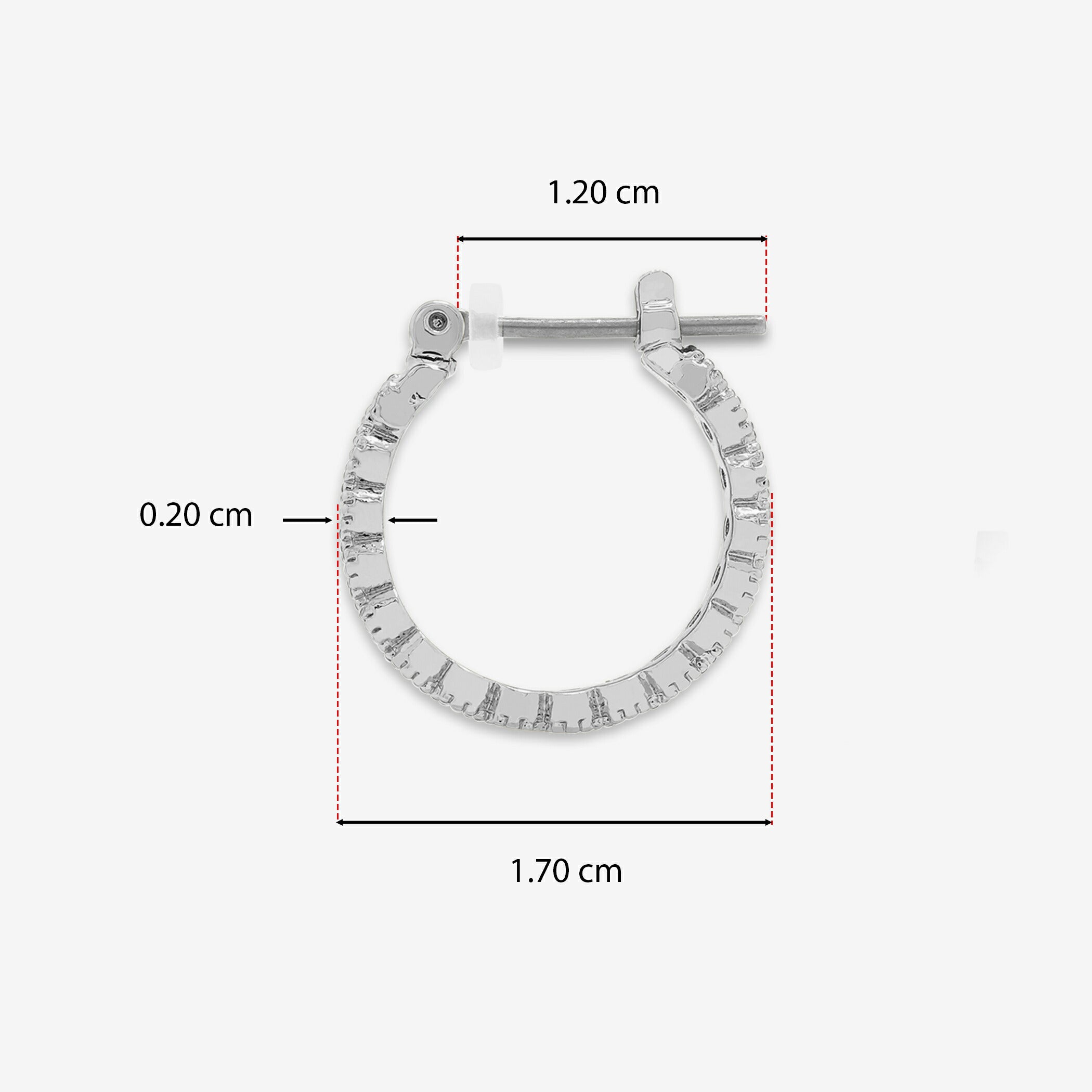 真鍮 キュービックジルコニア チタンポスト フープ ピアス（17mm）