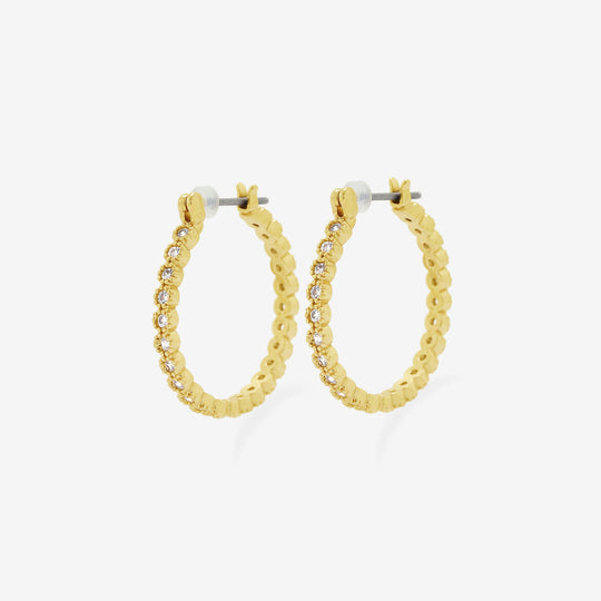 ★今だけ送料無料！★真鍮 キュービックジルコニア チタンポスト フープ ピアス（21mm）