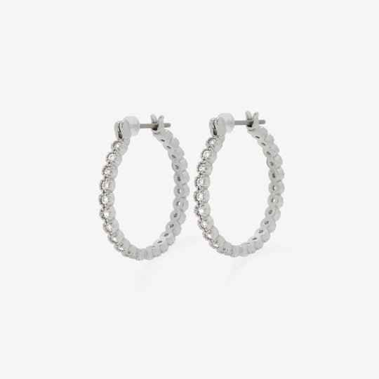 ★今だけ送料無料！★真鍮 キュービックジルコニア チタンポスト フープ ピアス（21mm）