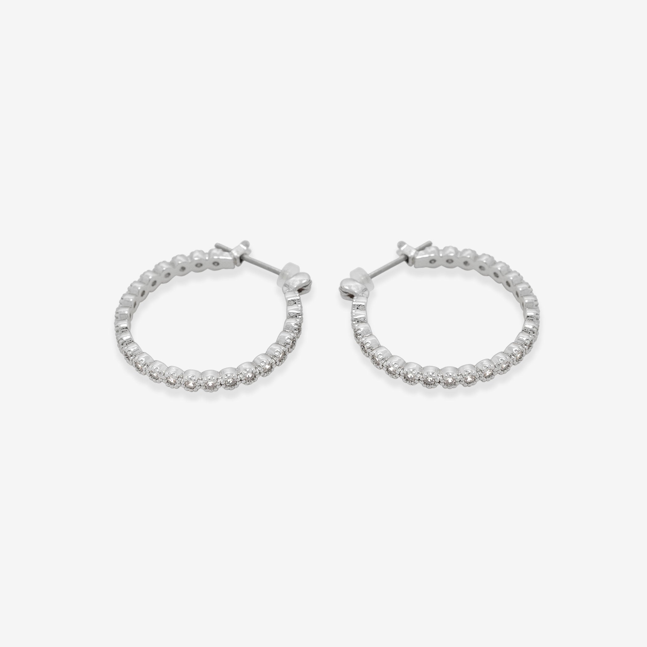 キュービックジルコニア フープ ピアス（ポスト チタン）（21mm