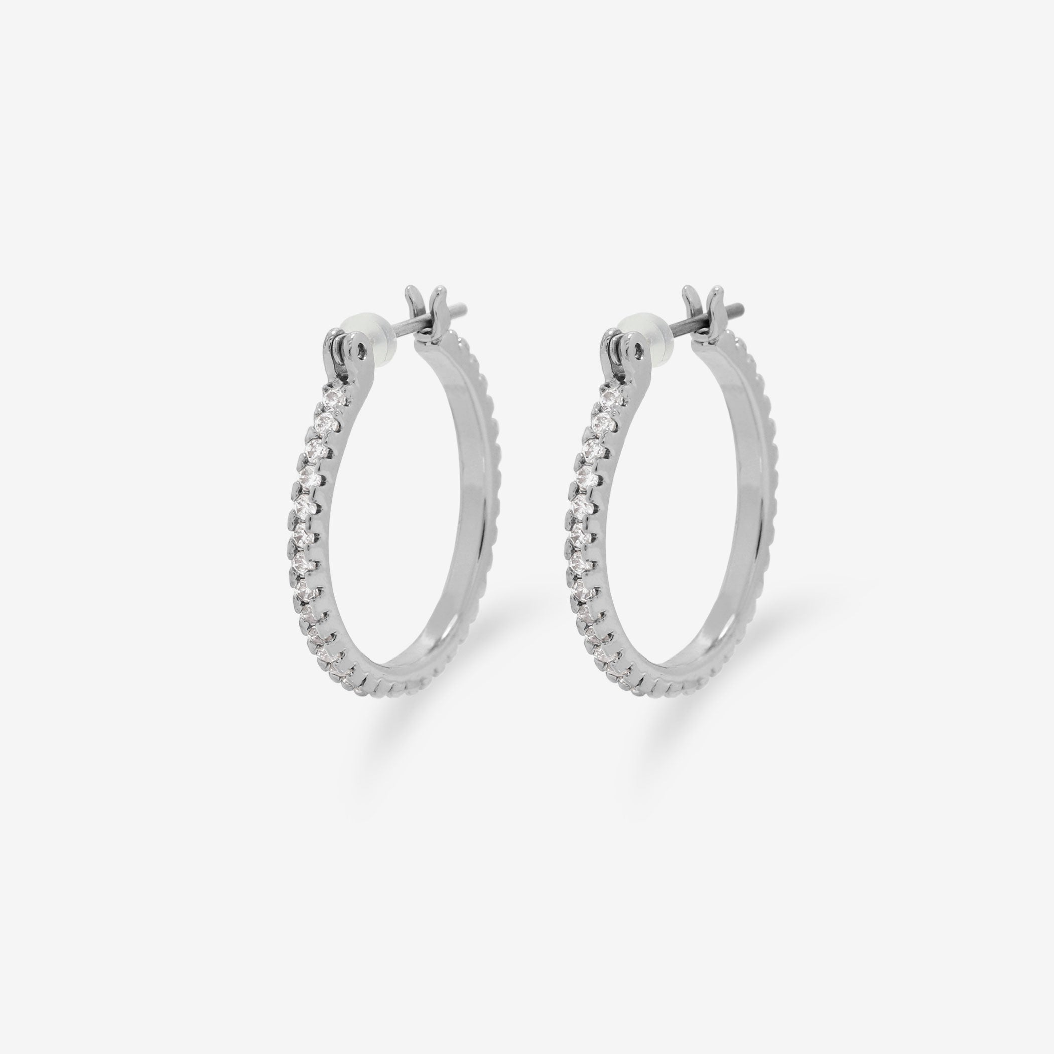 キュービックジルコニア フープ ピアス（ポスト チタン）（20mm