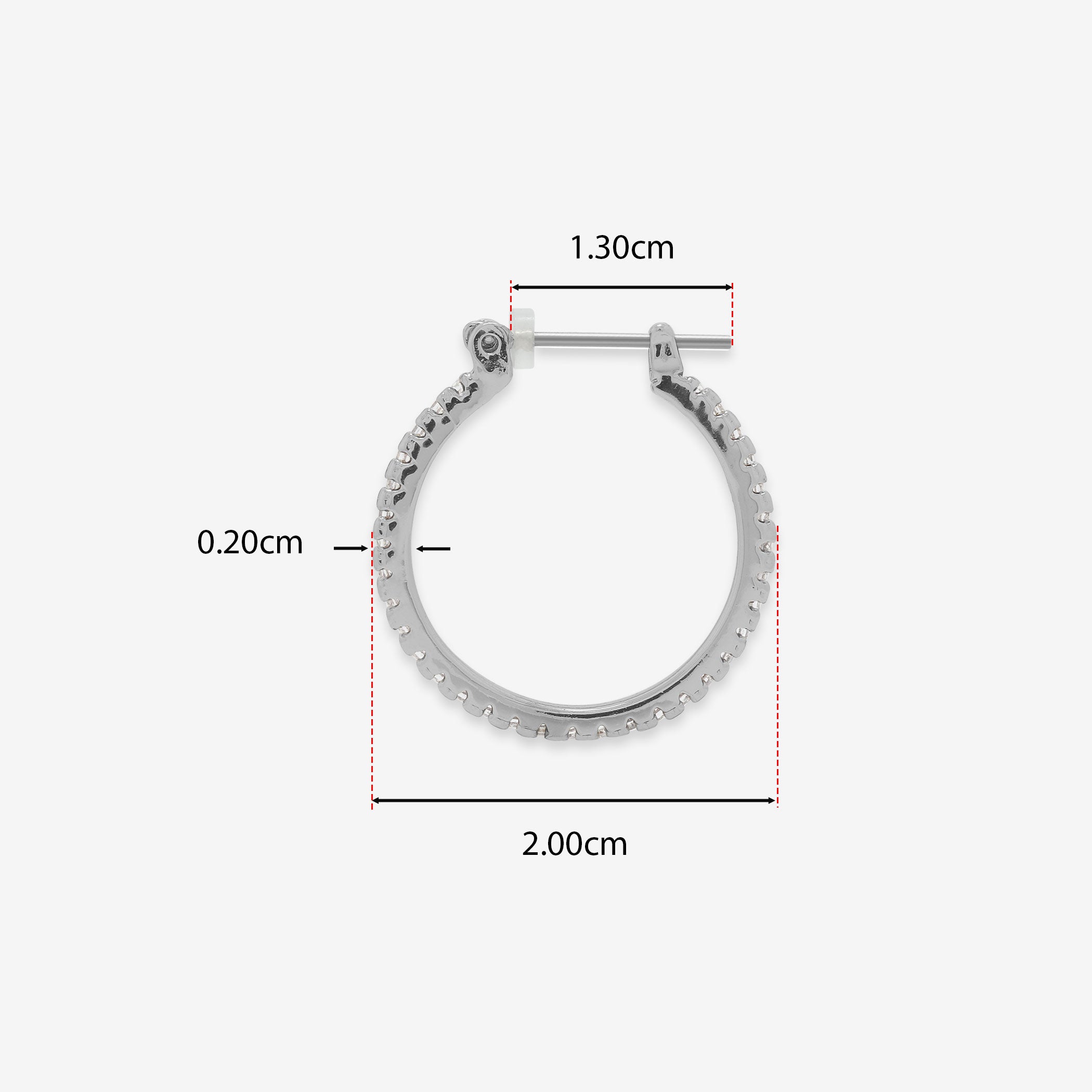 キュービックジルコニア フープ ピアス（ポスト チタン）（20mm