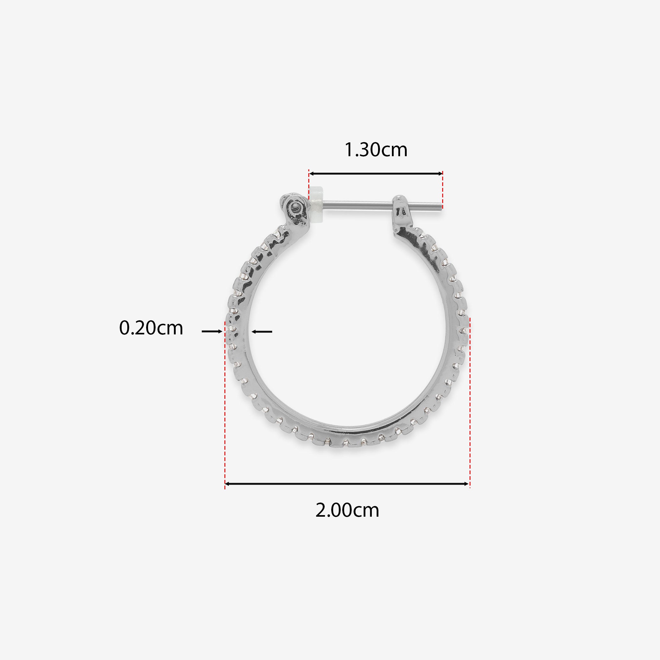 真鍮 キュービックジルコニア チタンポスト フープ ピアス（20mm）