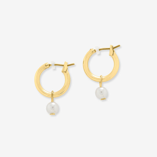 ★今だけ送料無料！★真鍮 パール チタンポスト フープ ピアス