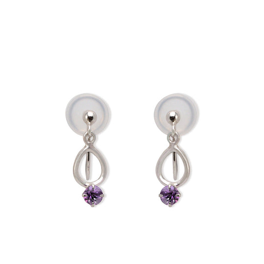 2月誕生石 プラチナ950 アメジスト しずく イヤリング