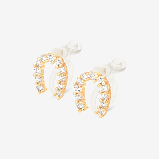 ★今だけ送料無料！★真鍮 キュービックジルコニア 馬蹄 イヤリング