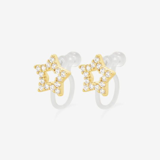 ★今だけ送料無料！★真鍮 キュービックジルコニア スター イヤリング