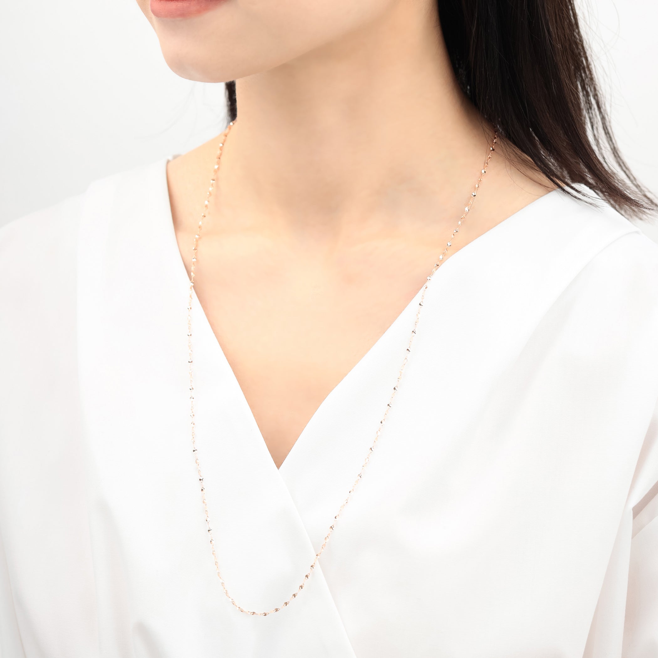 K10 ピンクゴールド ロング デザインネックレス（70cm