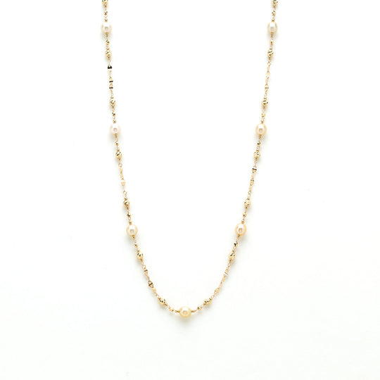 6月誕生石 K10 イエローゴールド あこや真珠 ネックレス