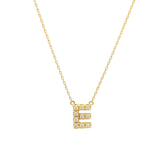 【WEB限定】K10 イエローゴールド ダイヤモンド イニシャル ネックレス（E）