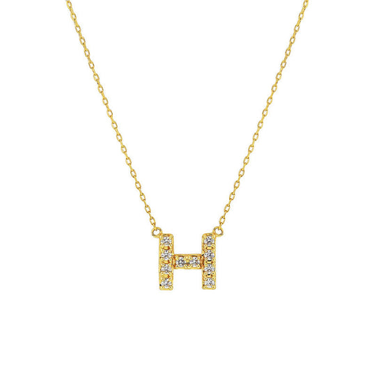 【WEB限定】K10 イエローゴールド ダイヤモンド イニシャル ネックレス（H）
