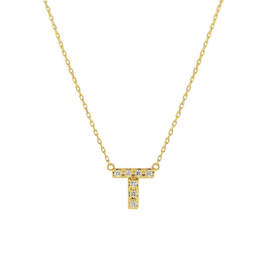 【WEB限定】K10 イエローゴールド ダイヤモンド イニシャル ネックレス（T）