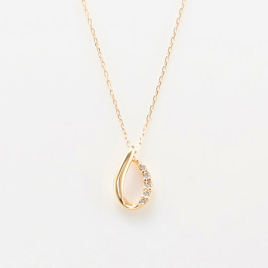 K10 イエローゴールド ダイヤモンド しずく ネックレス