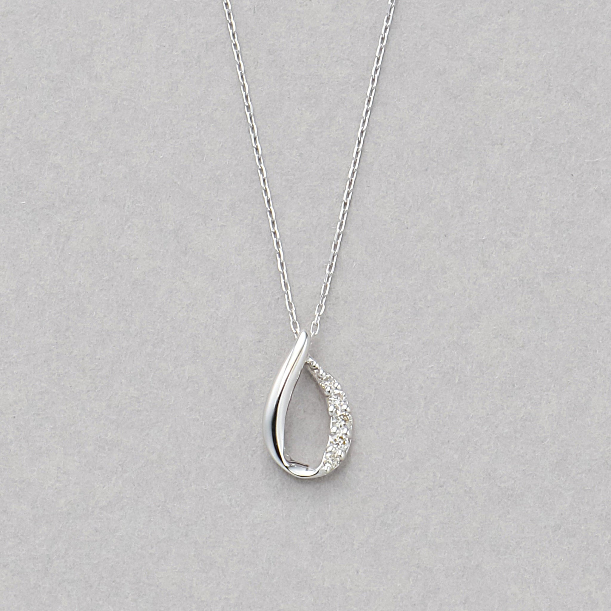 K10 ホワイトゴールド ダイヤモンド しずく ネックレス – Milluflora
