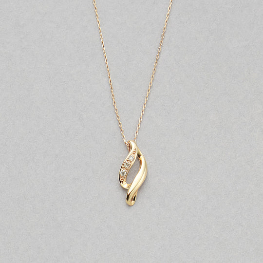 K10 イエローゴールド ダイヤモンド しずく ネックレス