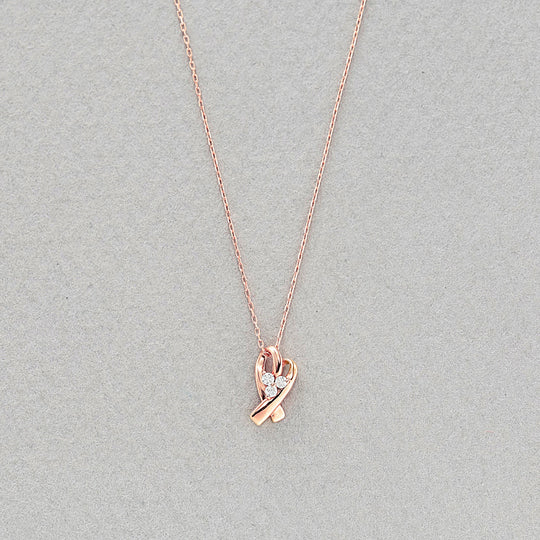 K10 ピンクゴールド ダイヤモンド  ハート ネックレス