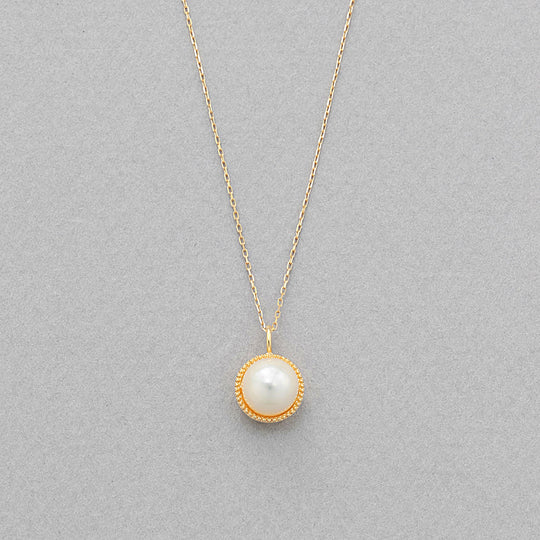 6月誕生石 K10 イエローゴールド あこや真珠 ネックレス