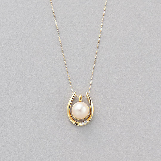 6月誕生石 K10 イエローゴールド あこや真珠 ネックレス