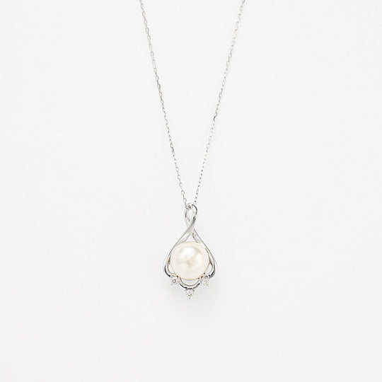 6月誕生石 K10 ホワイトゴールド あこや真珠 ネックレス