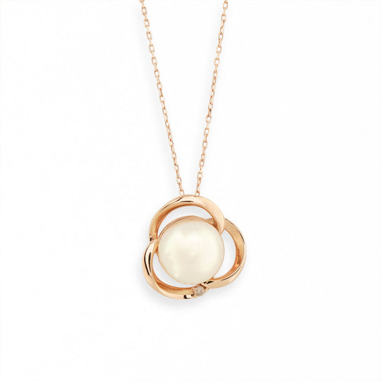 6月誕生石 K10 ピンクゴールド あこや真珠 ネックレス