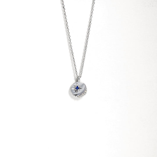 【WEB限定】9月誕生石 シルバー ロジウムメッキ サファイア ペアネックレス