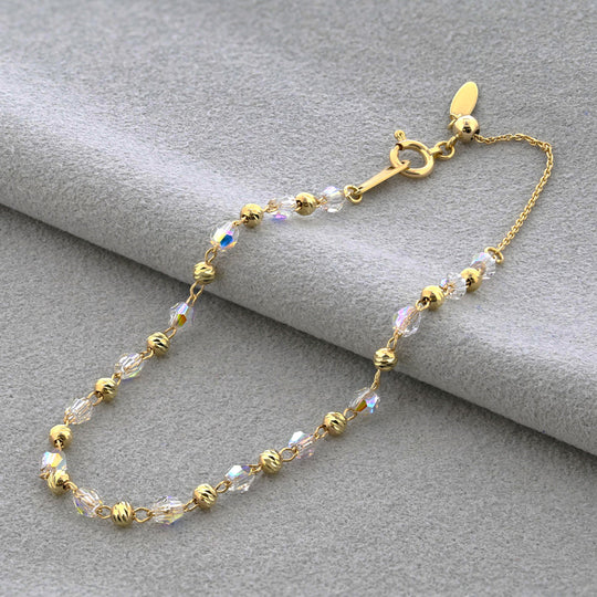 K10 イエローゴールド  クリスタルガラス ブレスレット