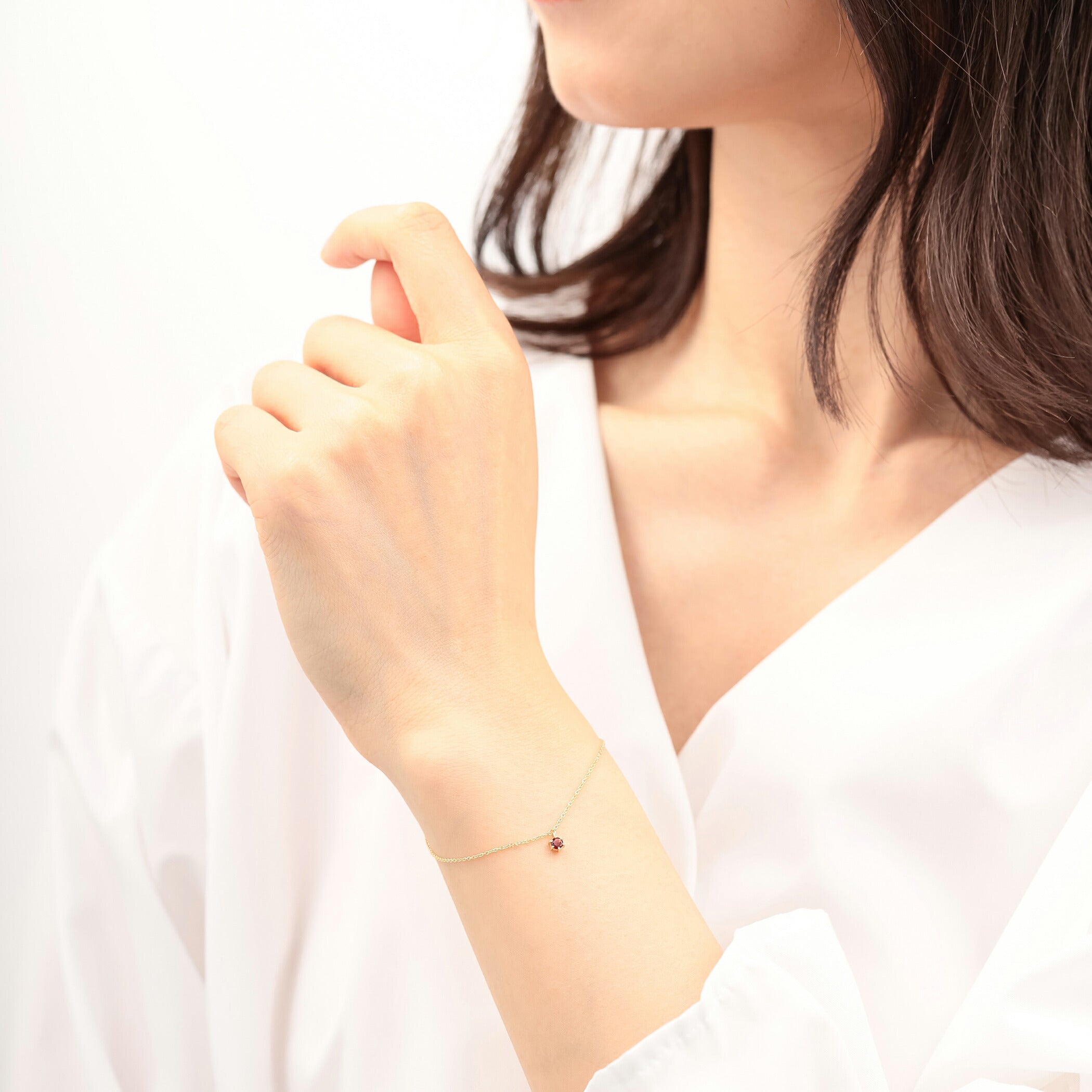 【WEB限定】1月誕生石 K10 イエローゴールド ガーネット ブレスレット