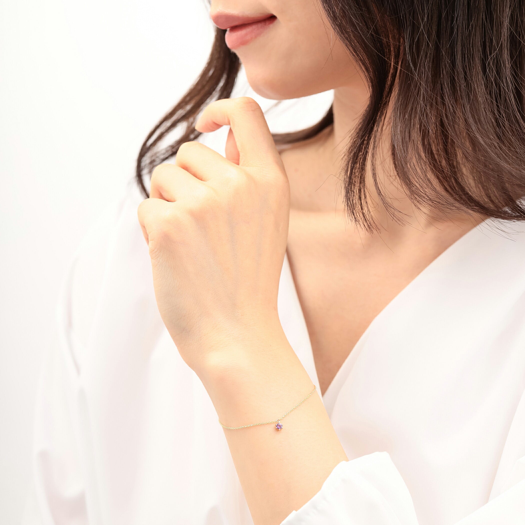 【WEB限定】2月誕生石 K10 イエローゴールド アメジスト ブレスレット