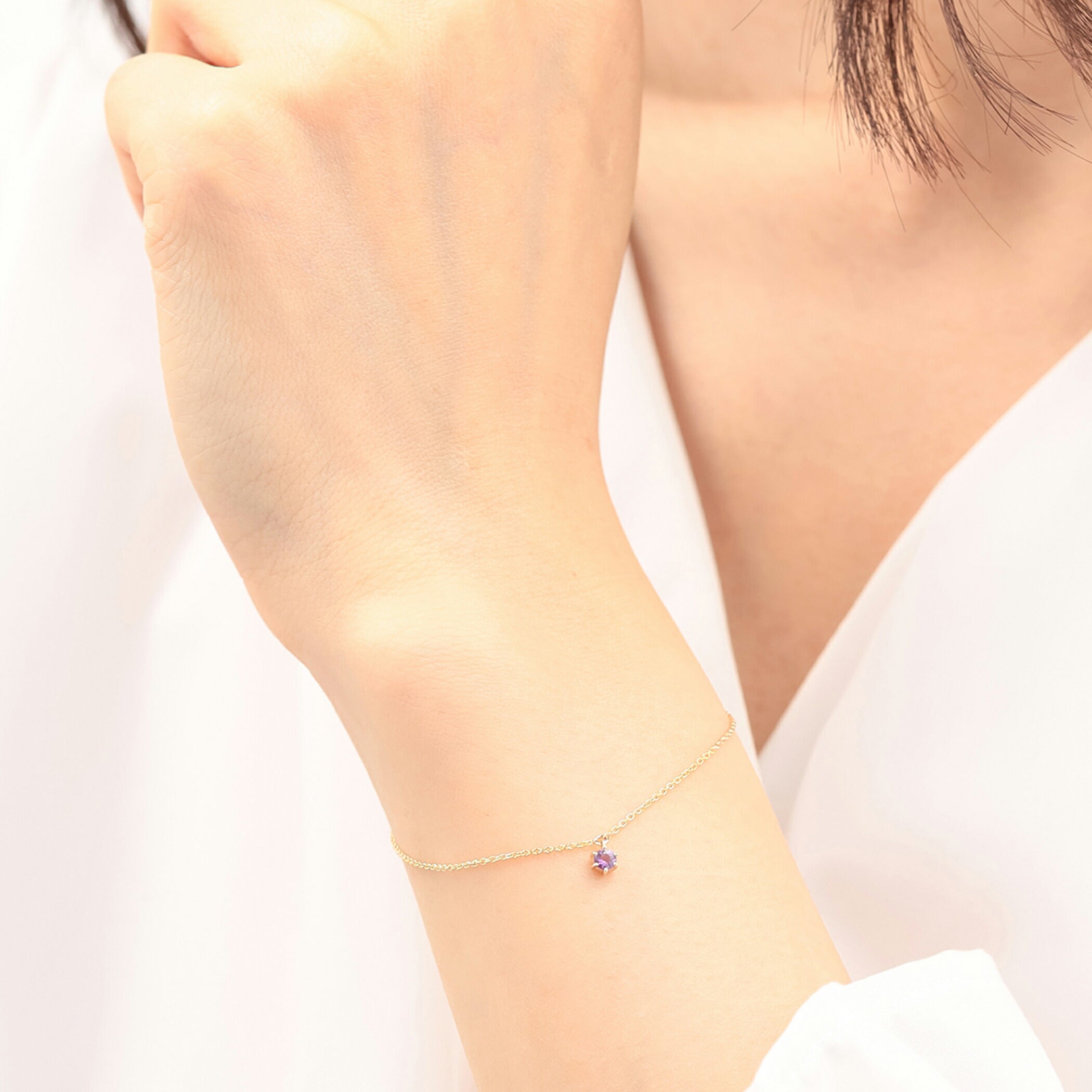 【WEB限定】2月誕生石 K10 イエローゴールド アメジスト ブレスレット