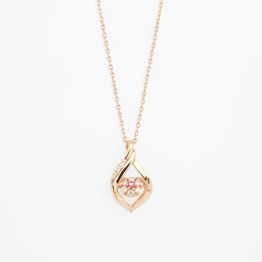 10月誕生石 シルバー ピンクゴールドメッキ ピンクトルマリン ダンシングストーン ネックレス