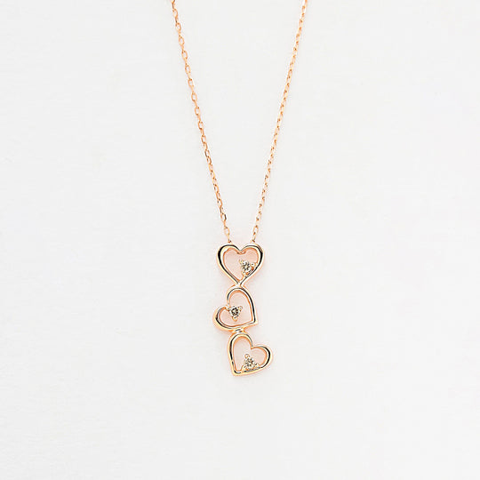 K10 ピンクゴールド ダイヤモンド ハート ネックレス