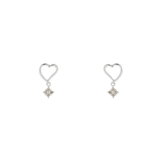 K10 ホワイトゴールド ダイヤモンド ハート ピアス