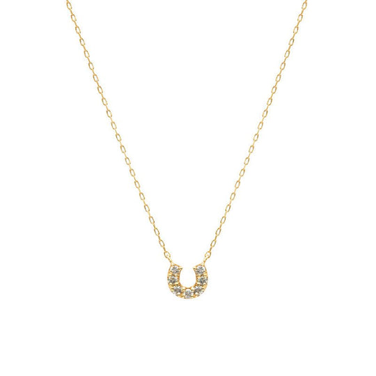 K10 イエローゴールド ダイヤモンド 馬蹄 ネックレス