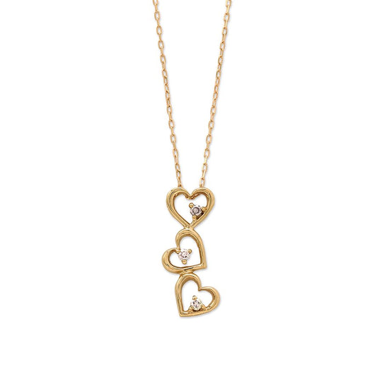 K10 イエローゴールド ダイヤモンド ハート ネックレス