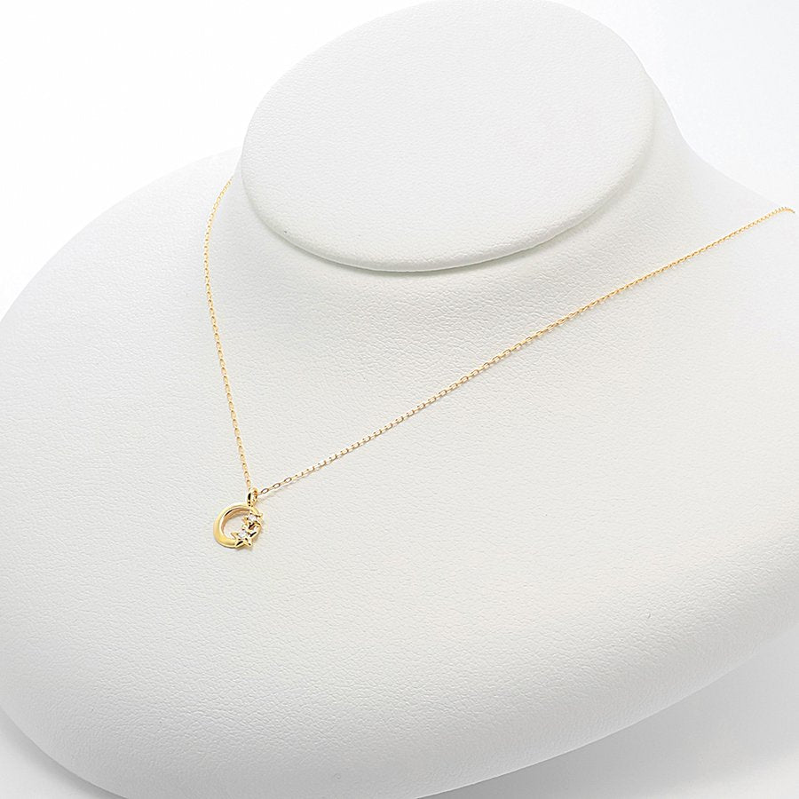 K10 イエローゴールド ダイヤモンド ムーン ネックレス