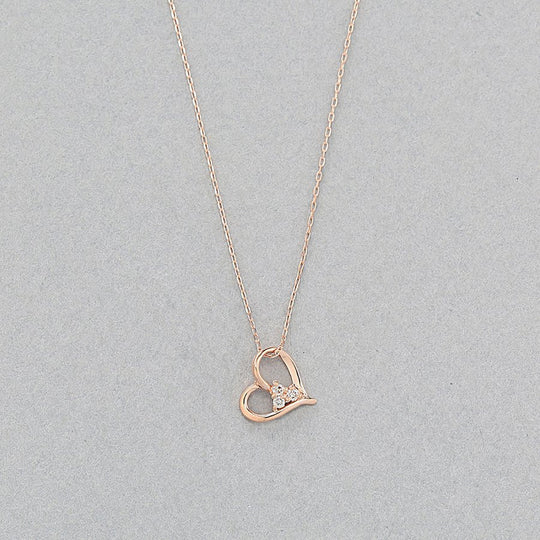 K10 ピンクゴールド ダイヤモンド ハート ネックレス