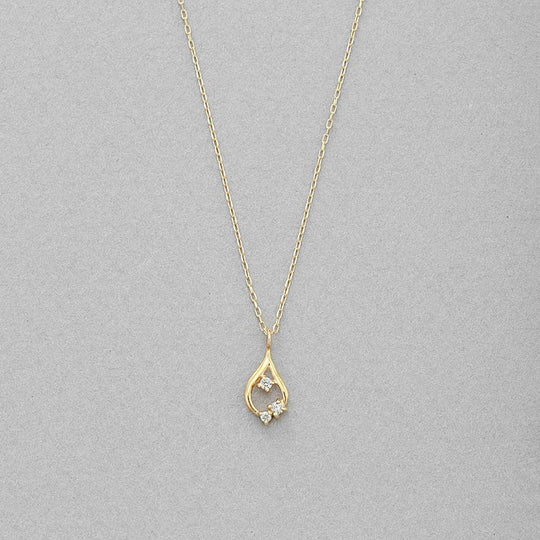 K10 イエローゴールド ダイヤモンド しずく ネックレス